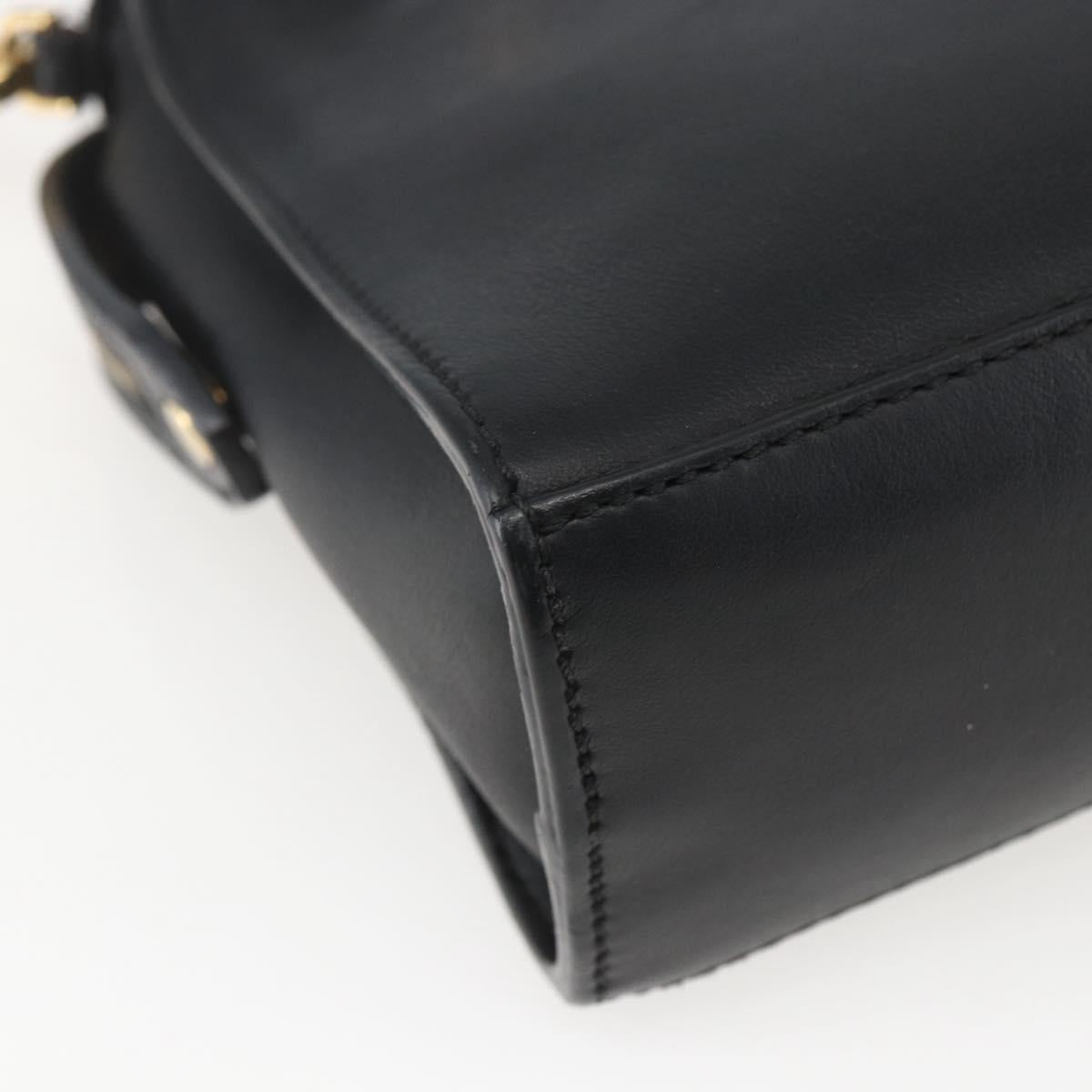 FENDI Monster Bugs Eye Hand Bag Leather 2way Black Gold Auth hk3297