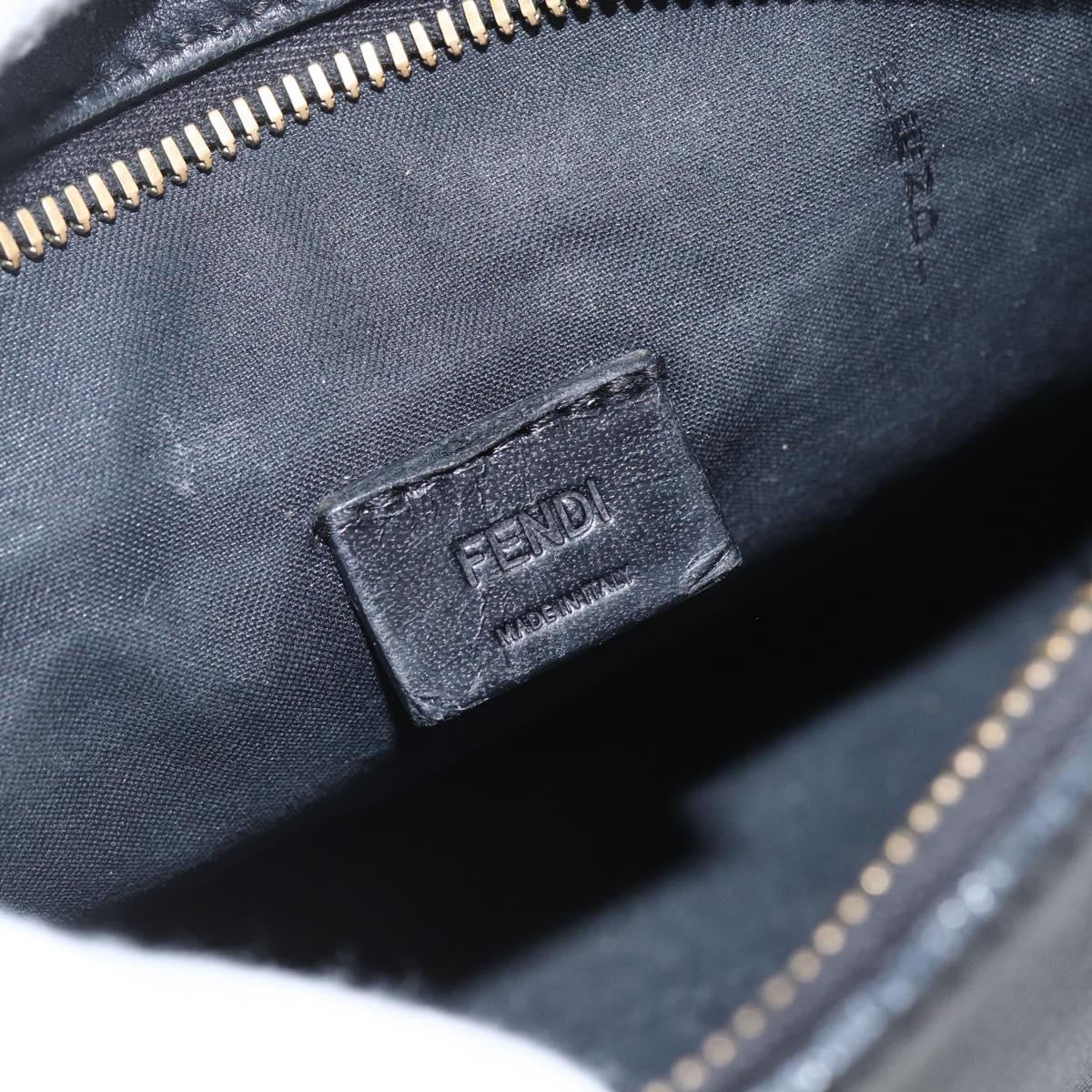 FENDI Monster Bugs Eye Hand Bag Leather 2way Black Gold Auth hk3297