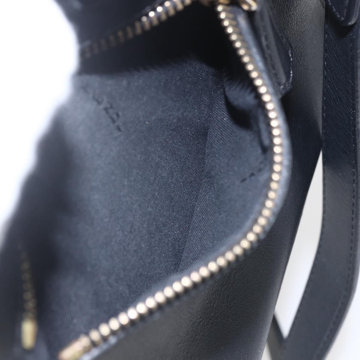 FENDI Monster Bugs Eye Hand Bag Leather 2way Black Gold Auth hk3297