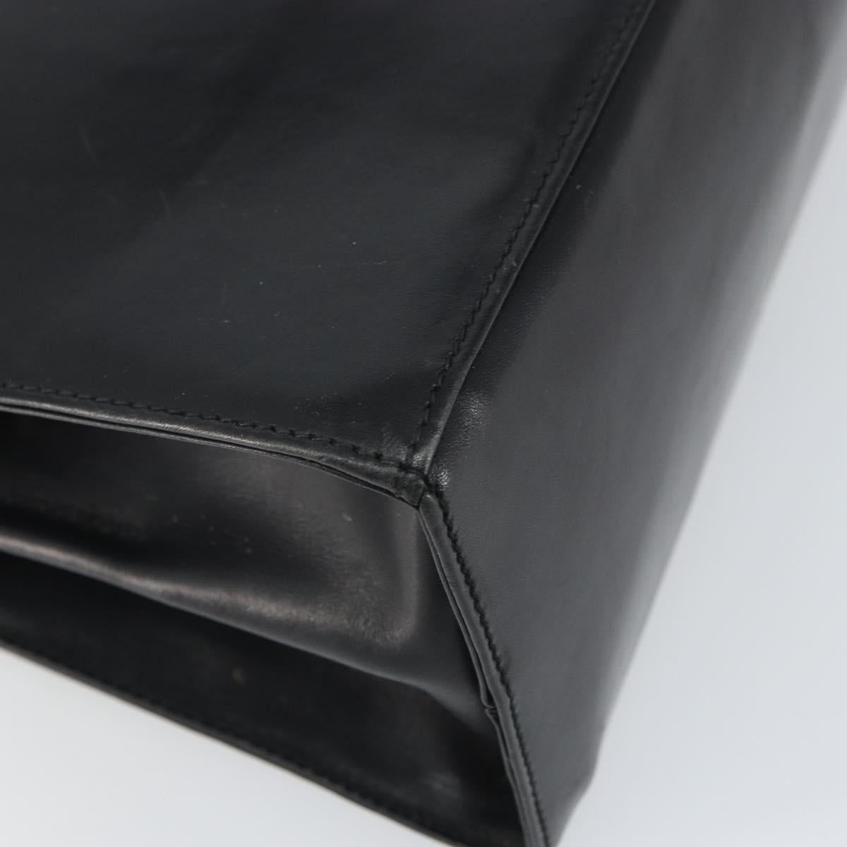 Salvatore Ferragamo Gancini Hand Bag Leather Black Gold Auth hk3303