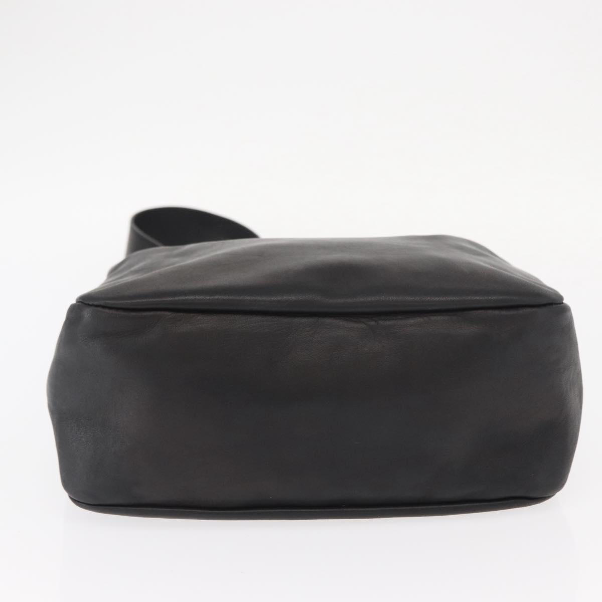 Salvatore Ferragamo Gancini Shoulder Bag Leather Black Gold Auth hk3306