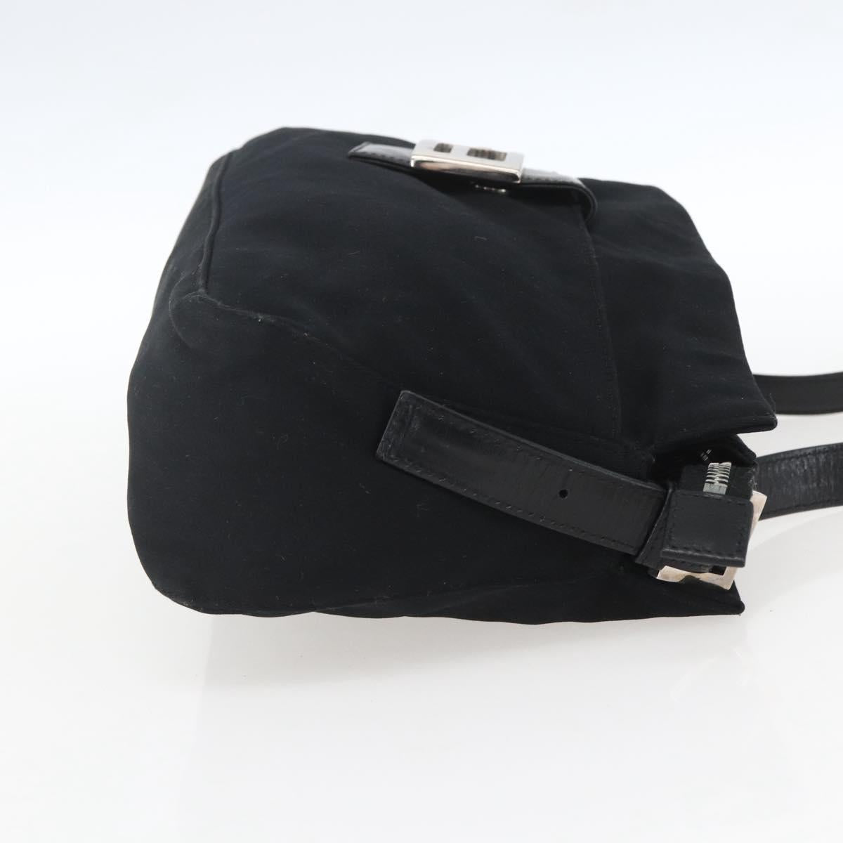 FENDI Mamma Baguette Shoulder Bag Nylon Black Silver Auth hk3309