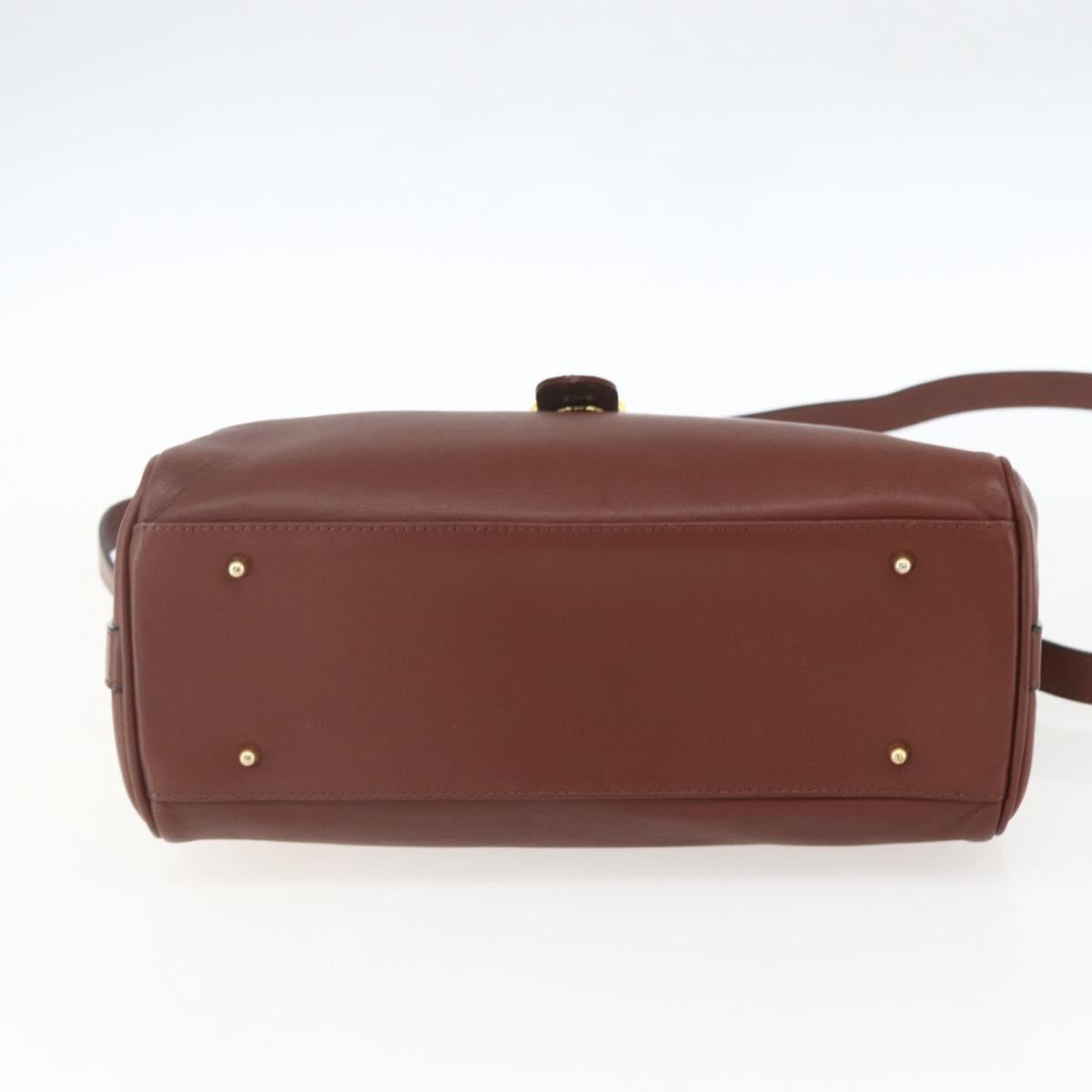 VALENTINO Hand Bag Leather 2way Brown Gold Auth hk3311