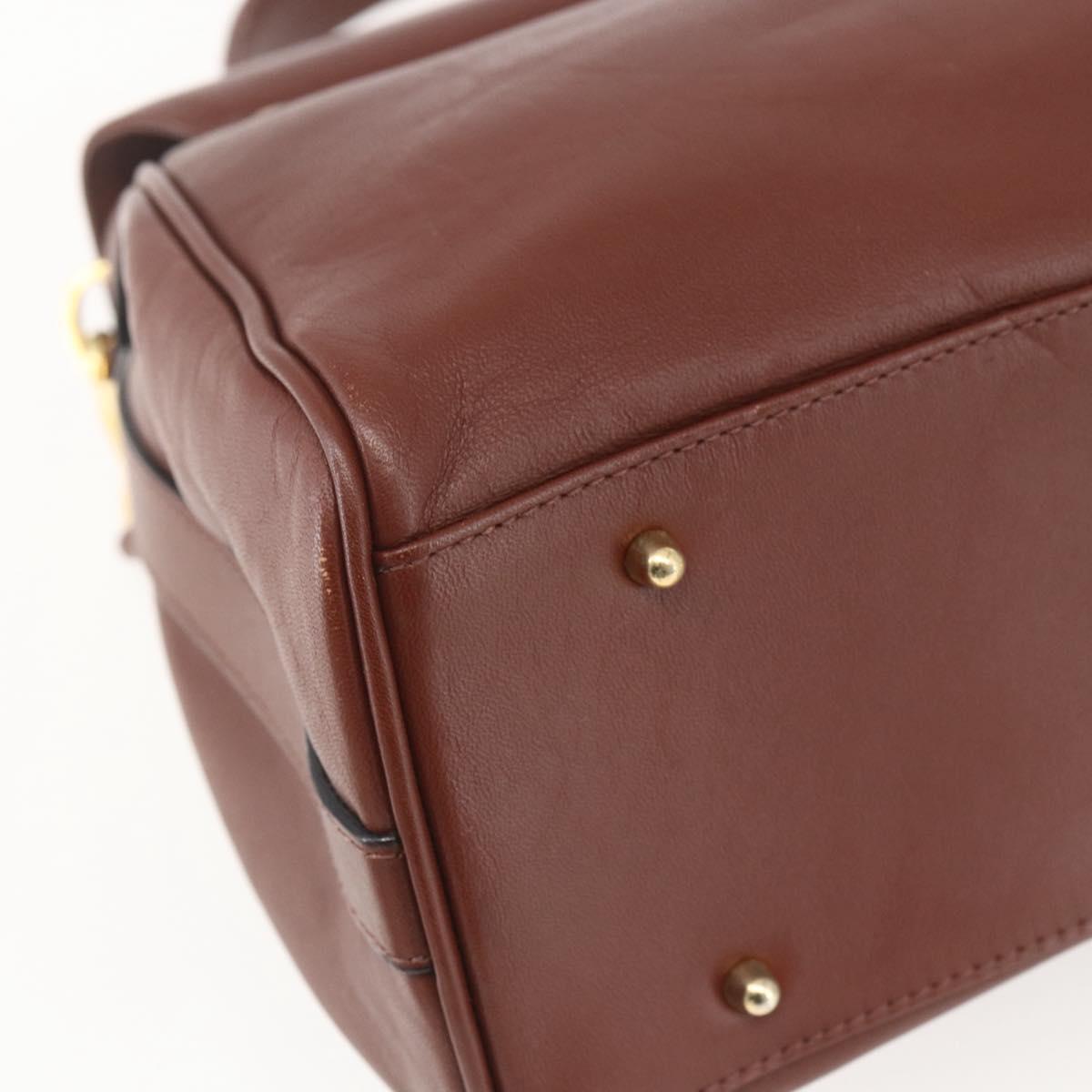 VALENTINO Hand Bag Leather 2way Brown Gold Auth hk3311