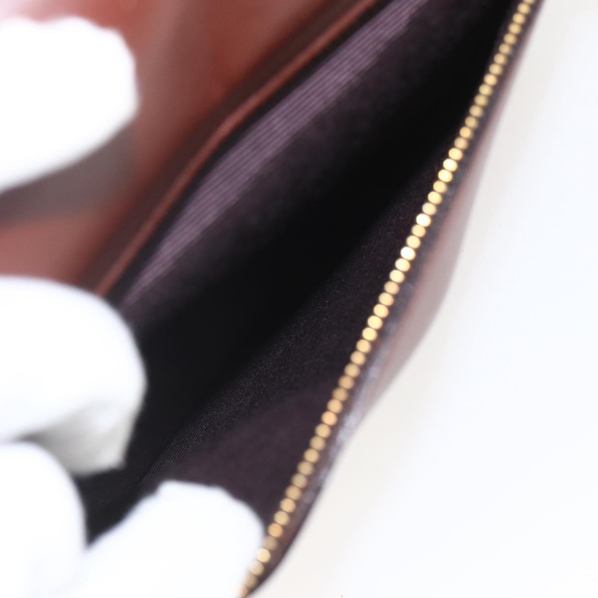 VALENTINO Hand Bag Leather 2way Brown Gold Auth hk3311