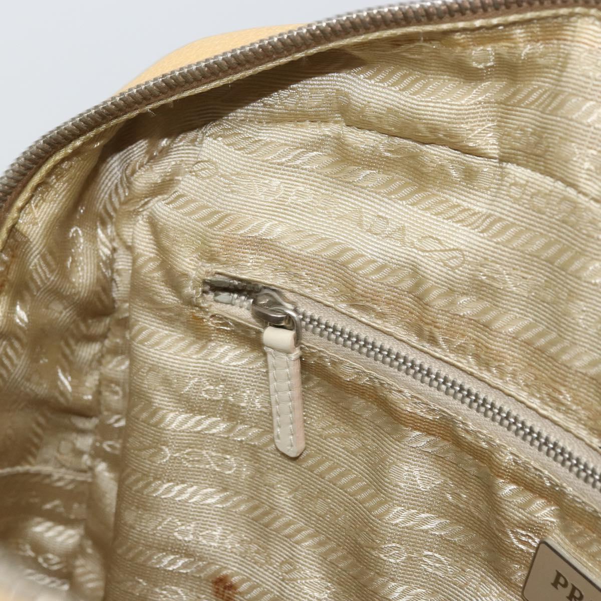 PRADA Shoulder Bag Leather Yellow Silver Auth hk3313