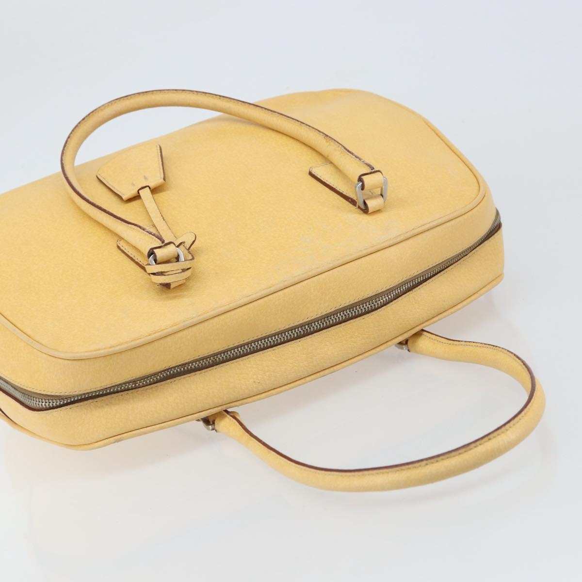 PRADA Shoulder Bag Leather Yellow Silver Auth hk3313