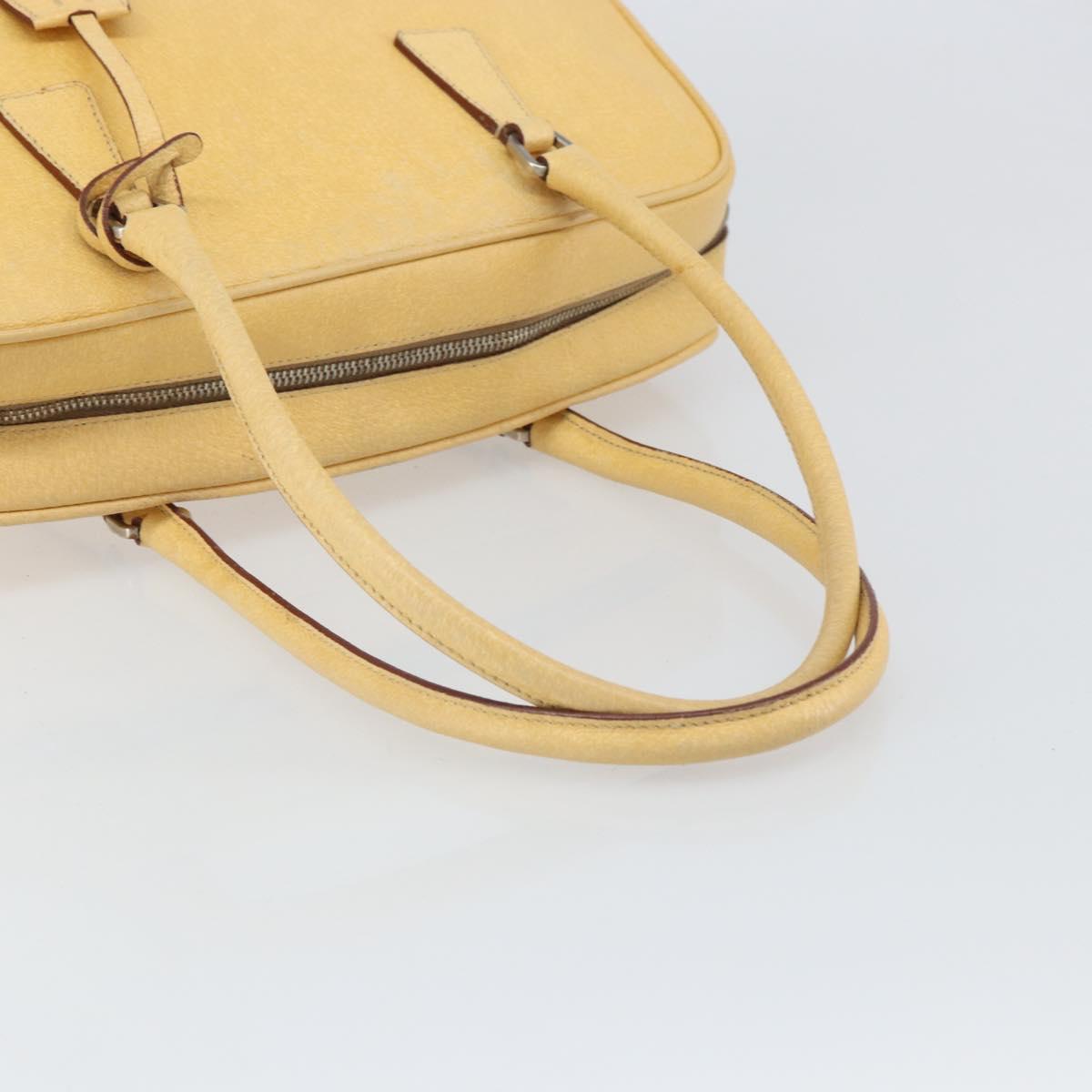 PRADA Shoulder Bag Leather Yellow Silver Auth hk3313