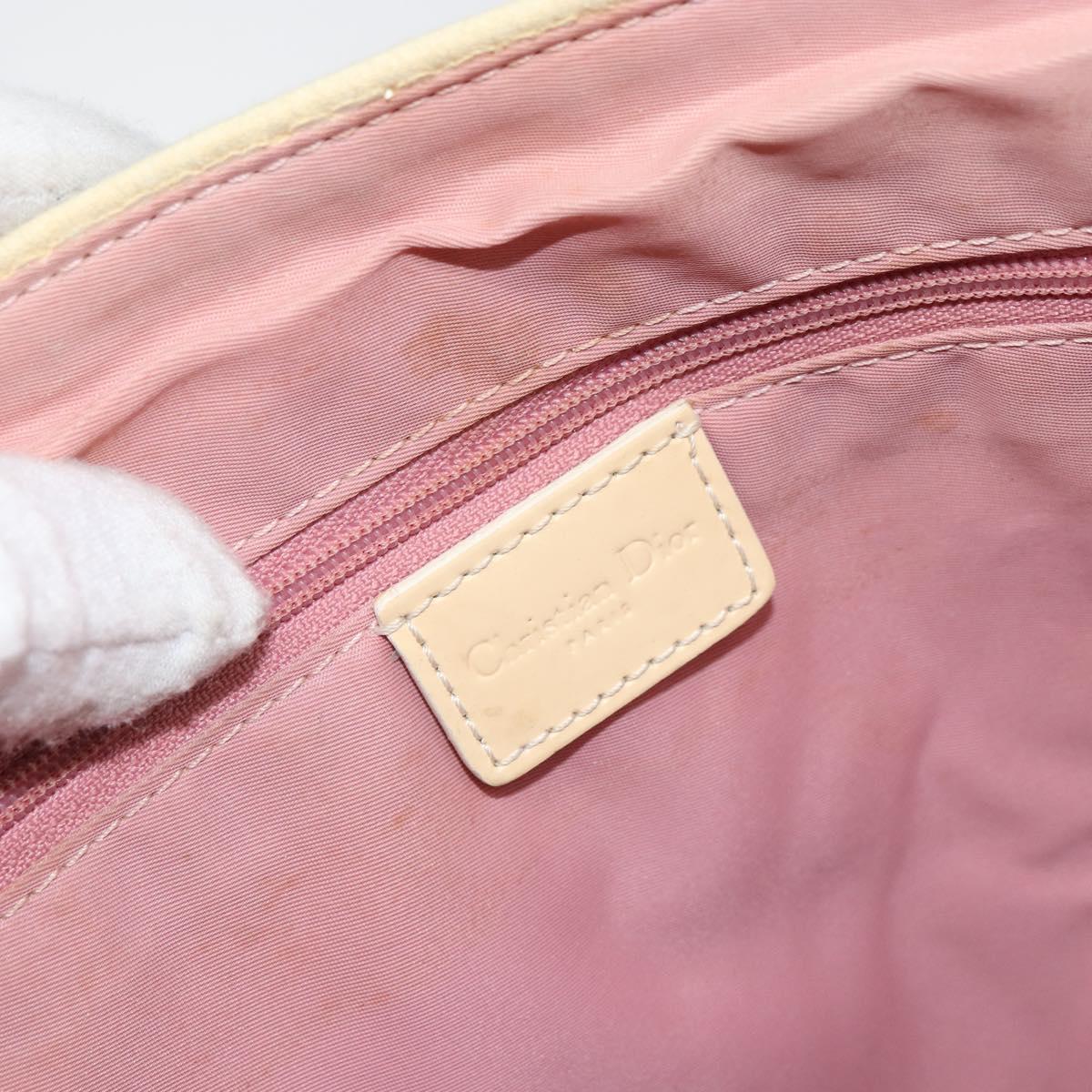 Christian Dior Trotter Canvas Tote Bag PVC Pink Silver Auth hk3319