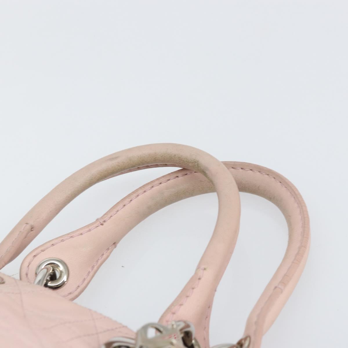 Christian Dior Canage Hand Bag Leather Pink Silver Auth hk3320
