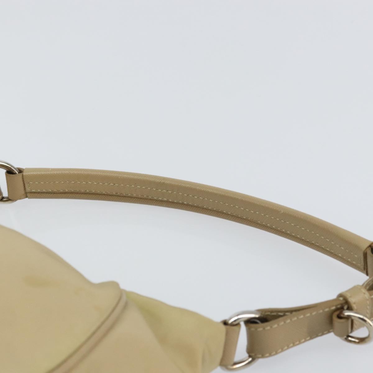 PRADA Shoulder Bag Nylon Beige Silver Auth hk3322