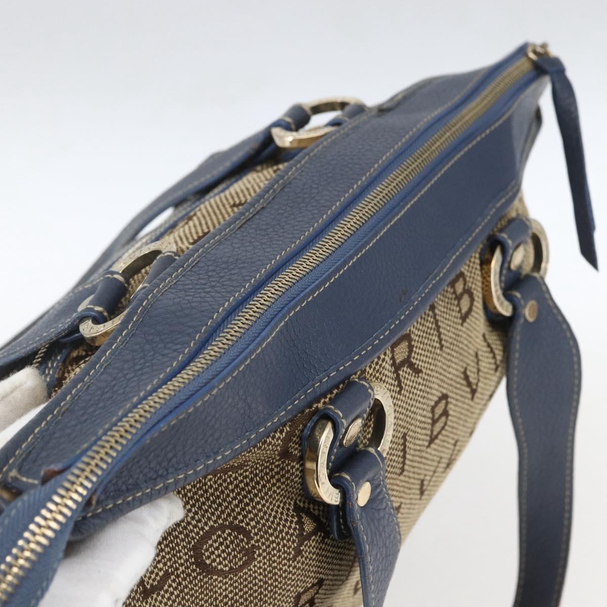 BVLGARI Logo Mania Tote Bag Canvas Beige Gold Auth hk3330