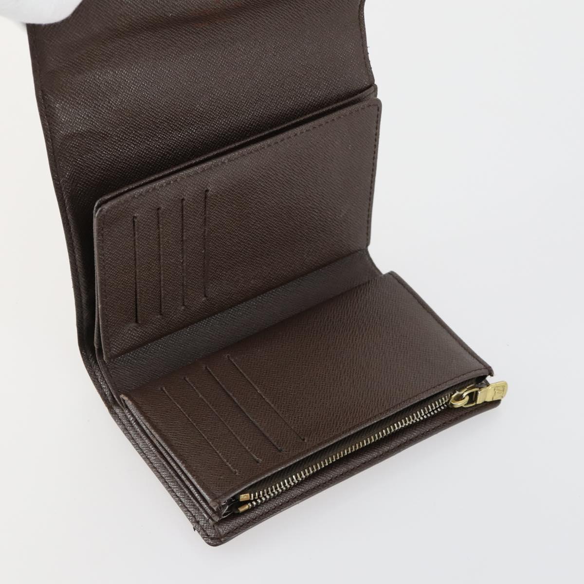 LOUIS VUITTON Damier Ebene Wallet Leather 3 Set LV Auth hk3332