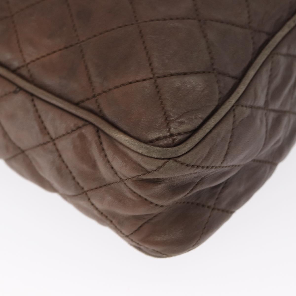 CHANEL Matelasse COCO Mark Shoulder Bag Leather Brown Gold CC Auth hk3336