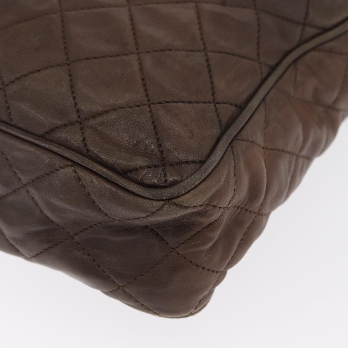 CHANEL Matelasse COCO Mark Shoulder Bag Leather Brown Gold CC Auth hk3336