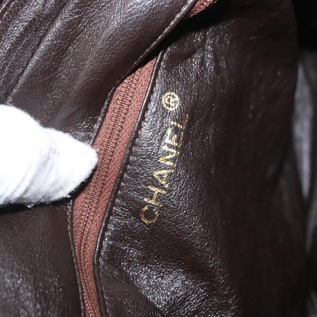 CHANEL Matelasse COCO Mark Shoulder Bag Leather Brown Gold CC Auth hk3336