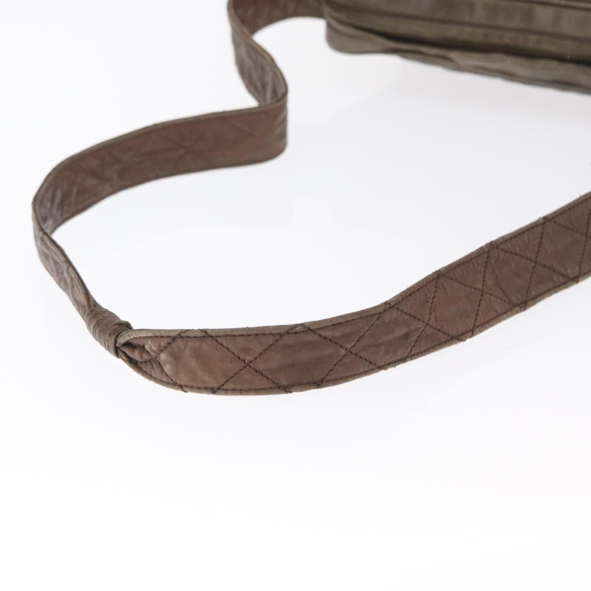 CHANEL Matelasse COCO Mark Shoulder Bag Leather Brown Gold CC Auth hk3336