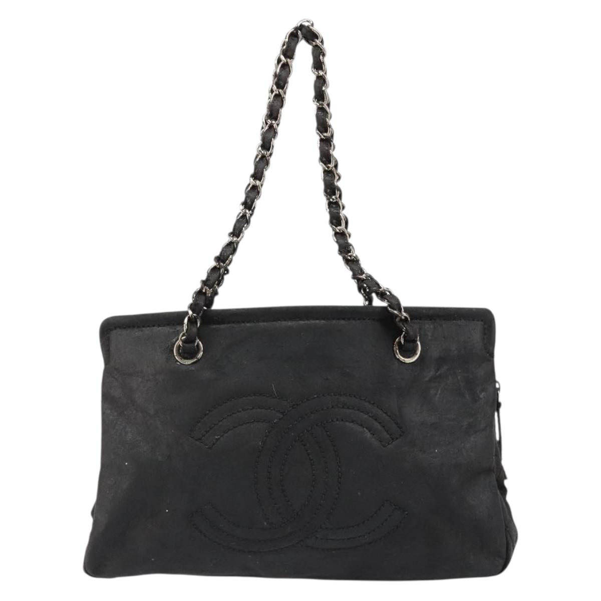 CHANEL COCO Mark Chain Shoulder Bag Patent leather Black Gold CC Auth hk3337