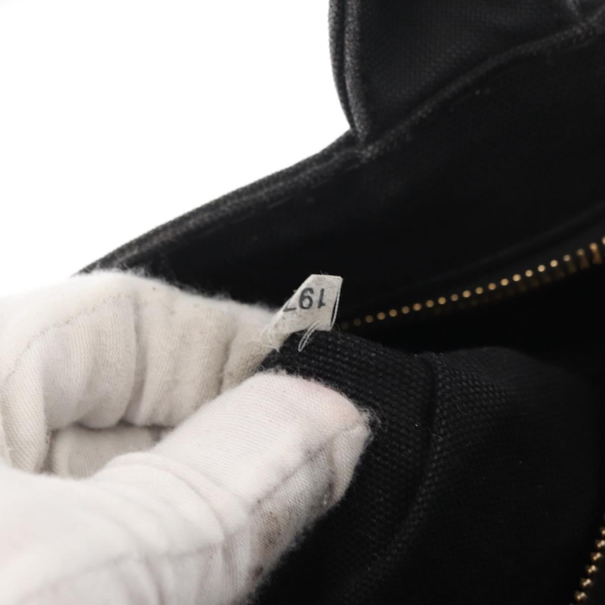 PRADA Canapa PM Hand Bag Canvas 2way Black Gold Auth hk3347