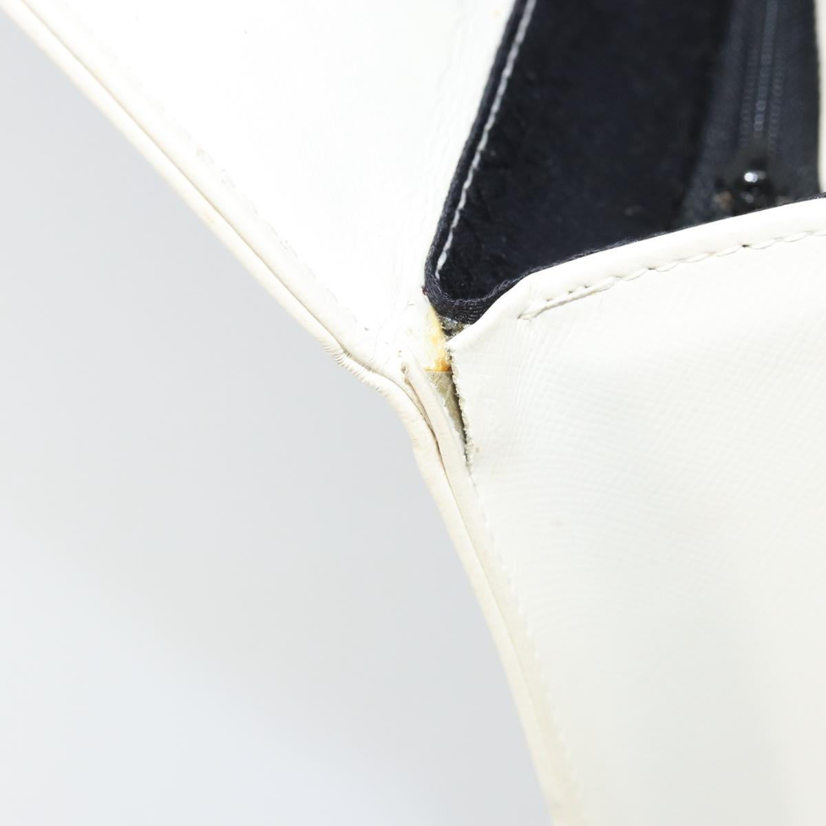 Gianni Versace Hand Bag Leather White Gold Auth hk3351
