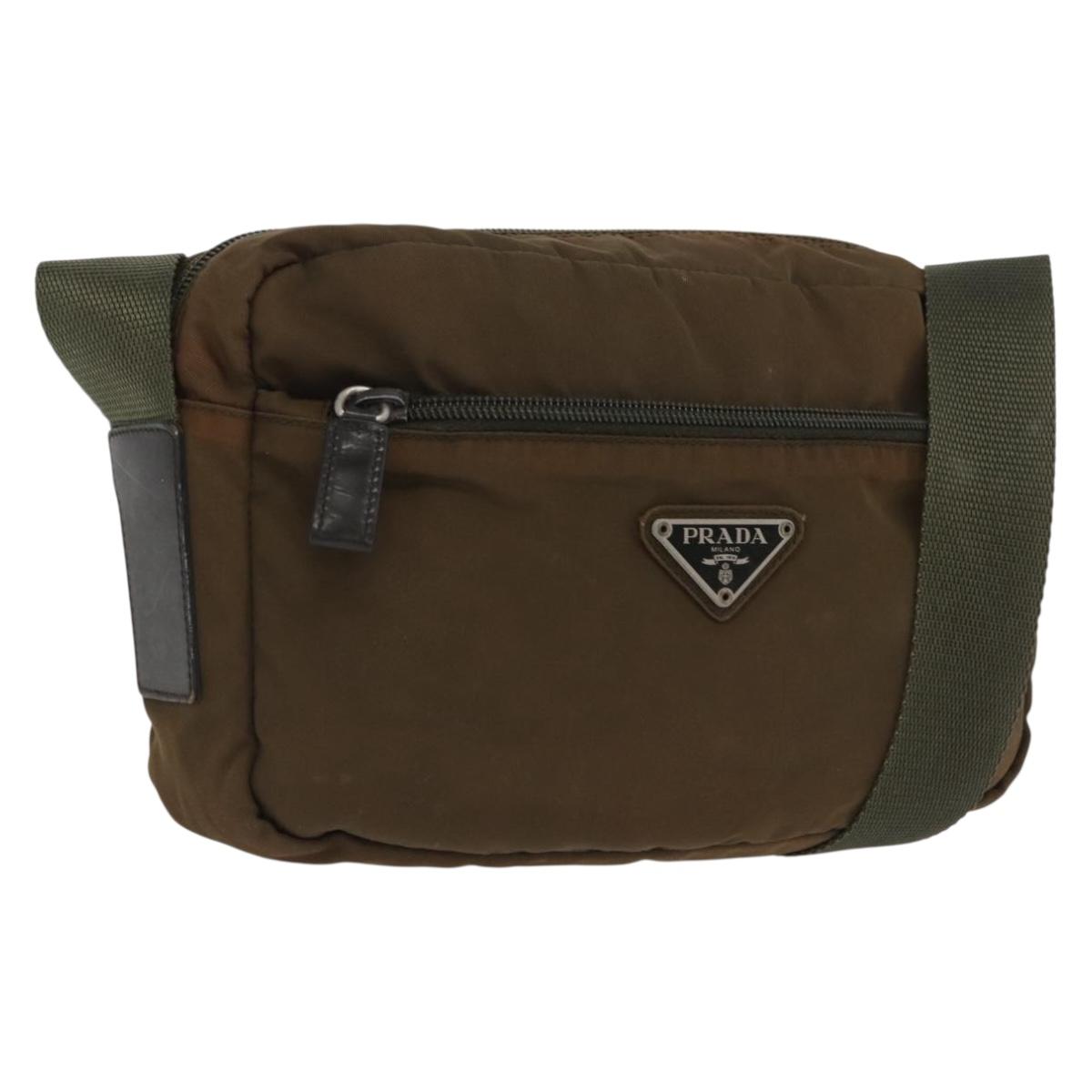 PRADA Shoulder Bag Nylon Brown Auth hk3352