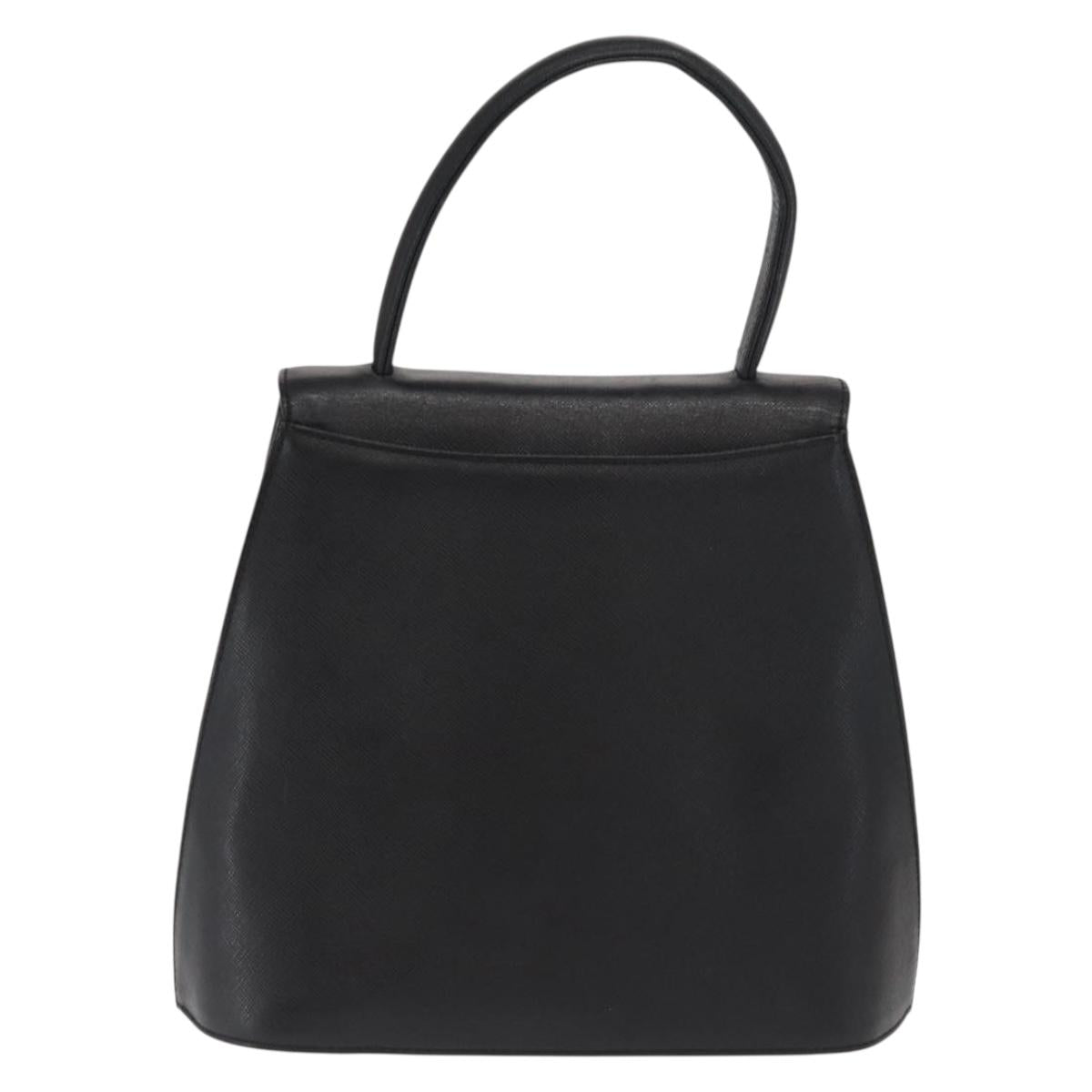 GIVENCHY Hand Bag Leather Black Gold Auth hk3353