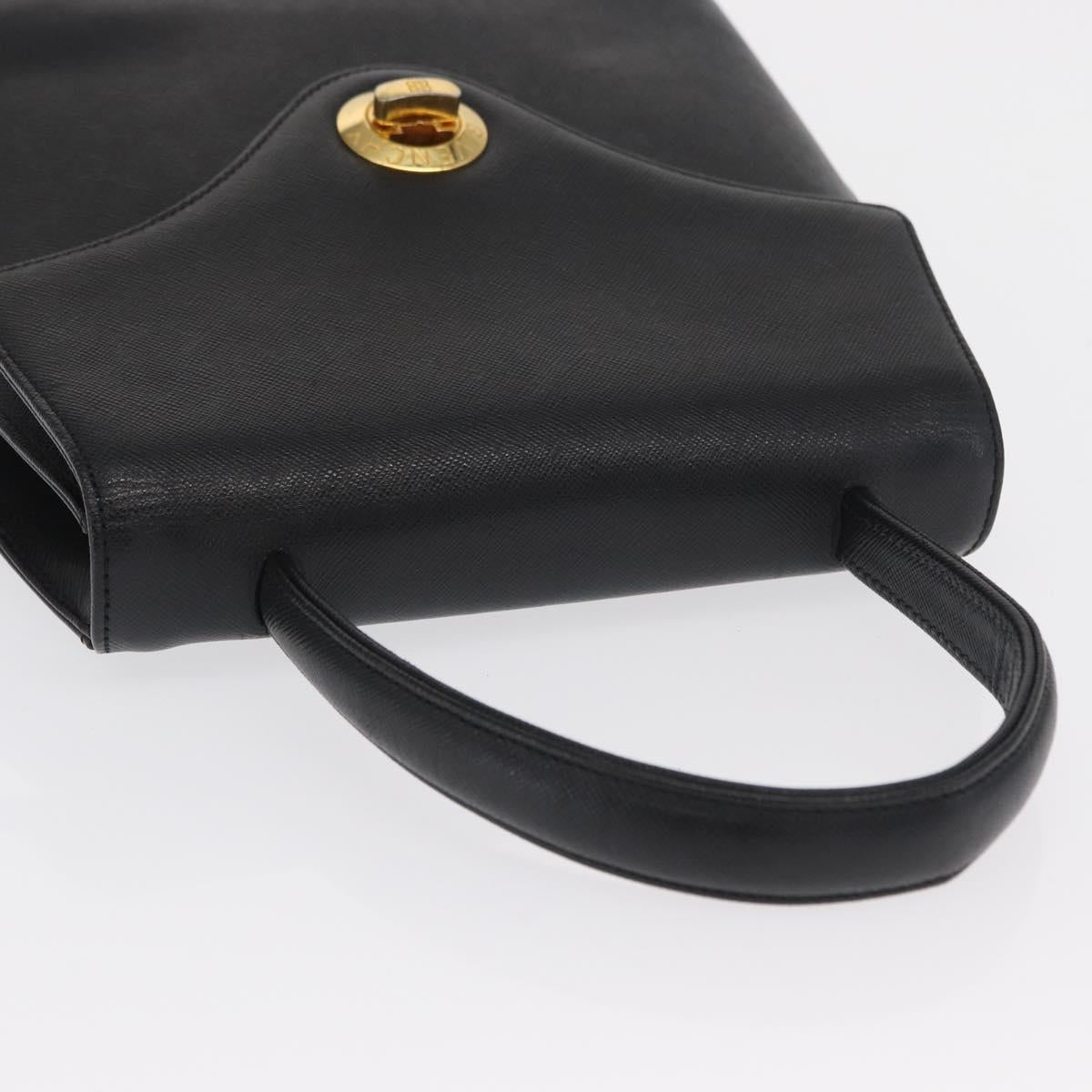 GIVENCHY Hand Bag Leather Black Gold Auth hk3353