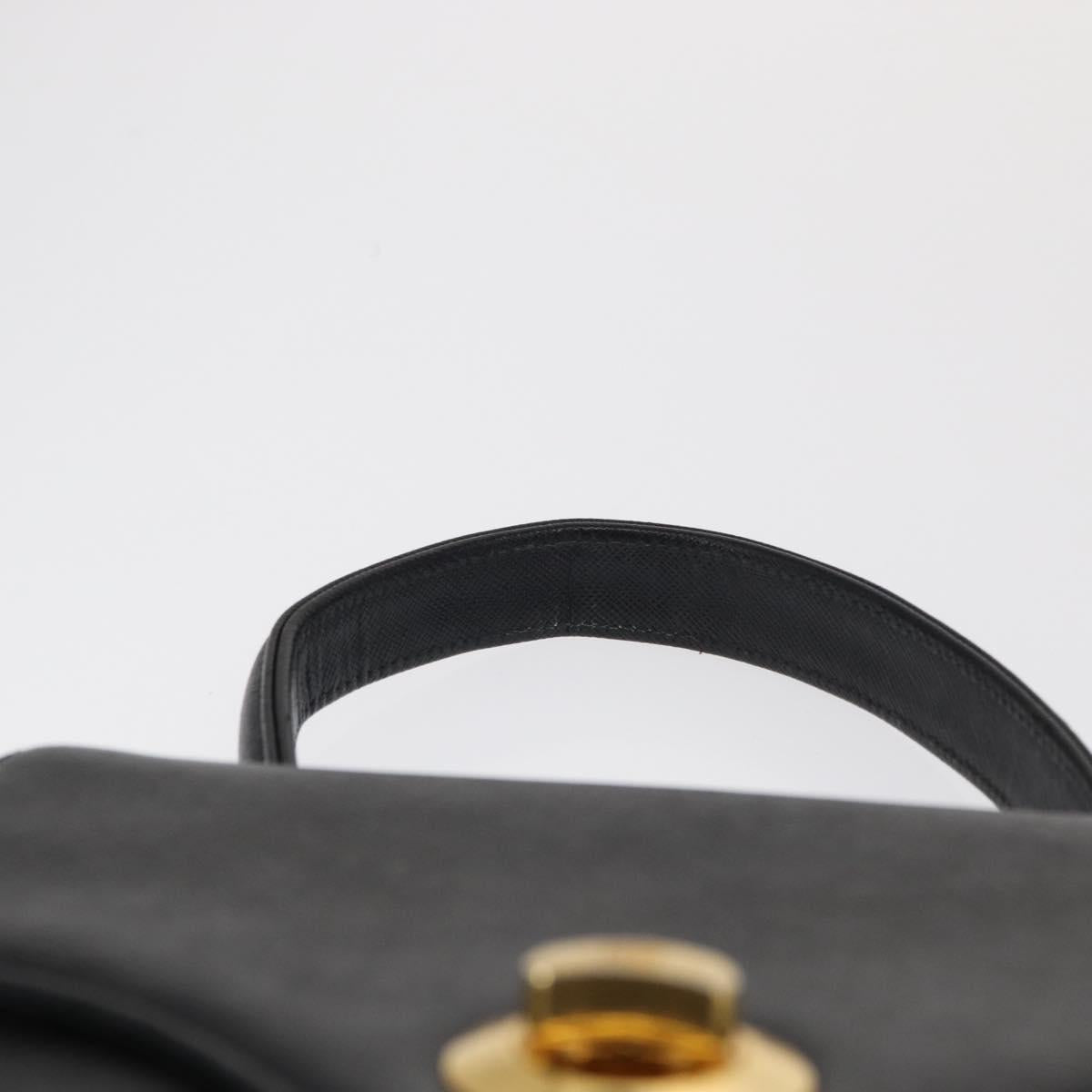 GIVENCHY Hand Bag Leather Black Gold Auth hk3353