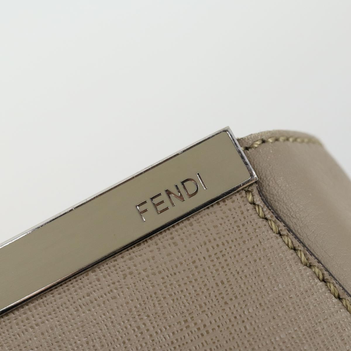 FENDI To joule Hand Bag Leather 2way Beige Silver Auth hk3360