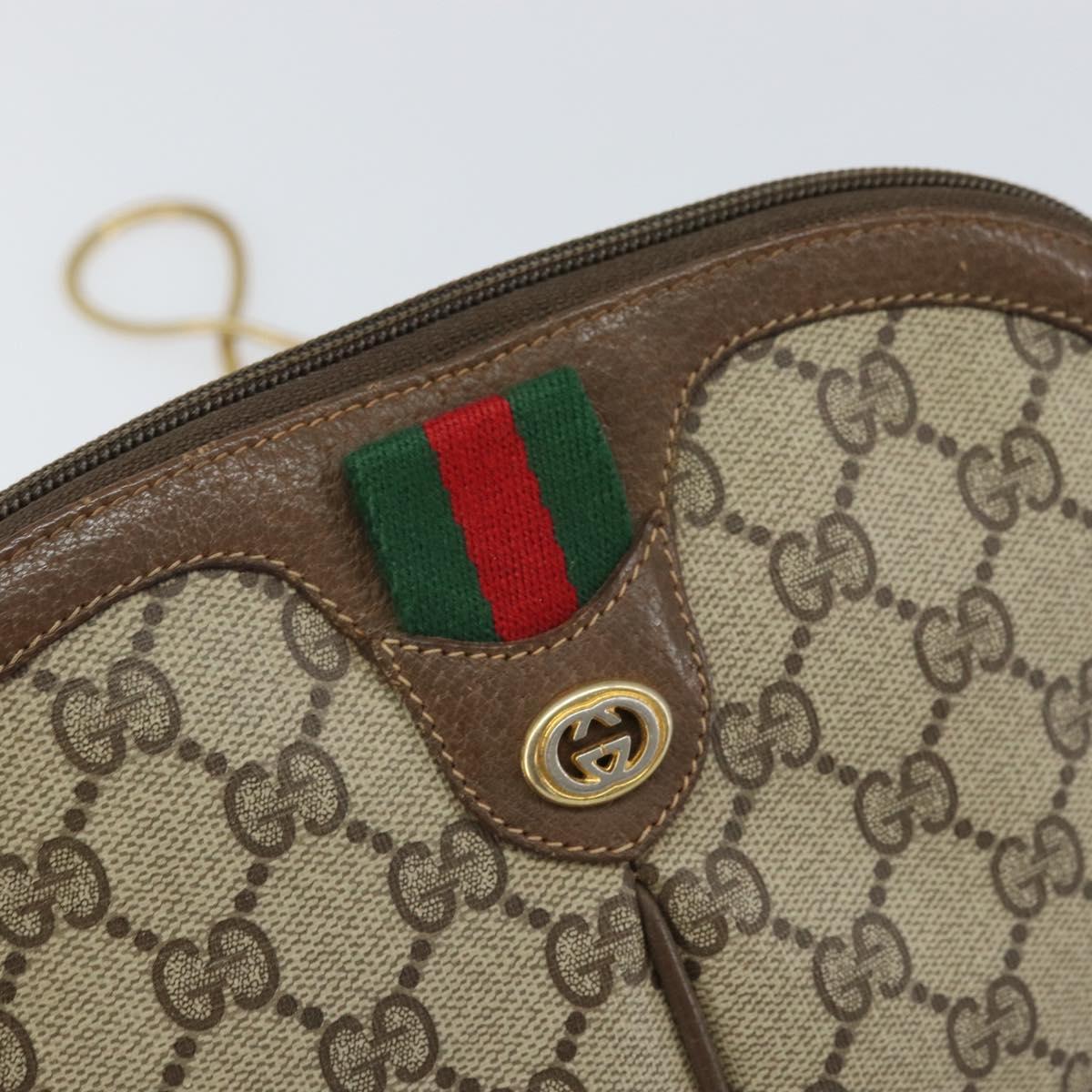 GUCCI GG Supreme Web Sherry Line Bag PVC Beige Gold 904 02 047 Auth hk3361