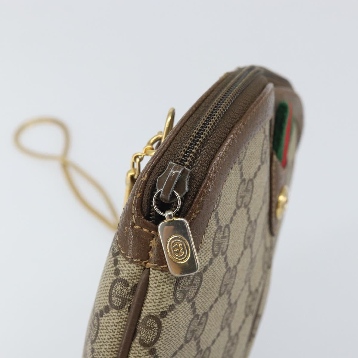 GUCCI GG Supreme Web Sherry Line Bag PVC Beige Gold 904 02 047 Auth hk3361