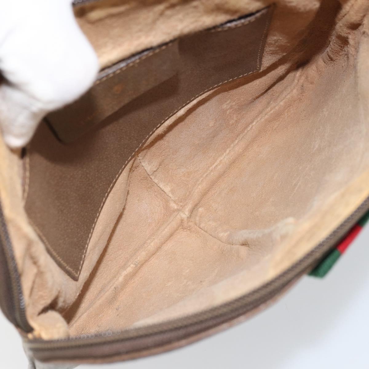 GUCCI GG Supreme Web Sherry Line Bag PVC Beige Gold 904 02 047 Auth hk3361