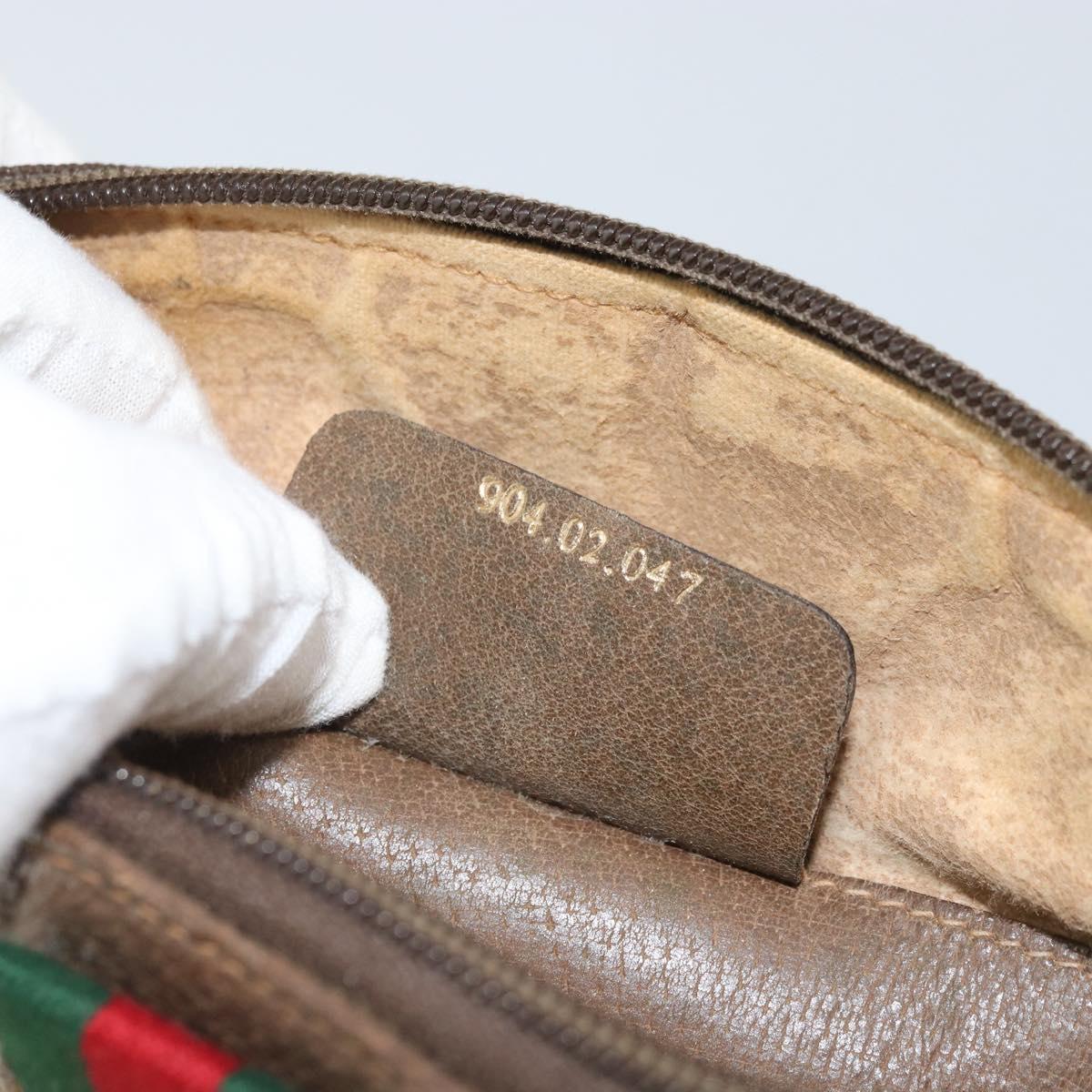 GUCCI GG Supreme Web Sherry Line Bag PVC Beige Gold 904 02 047 Auth hk3361