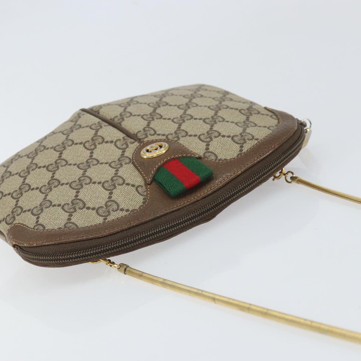 GUCCI GG Supreme Web Sherry Line Bag PVC Beige Gold 904 02 047 Auth hk3361