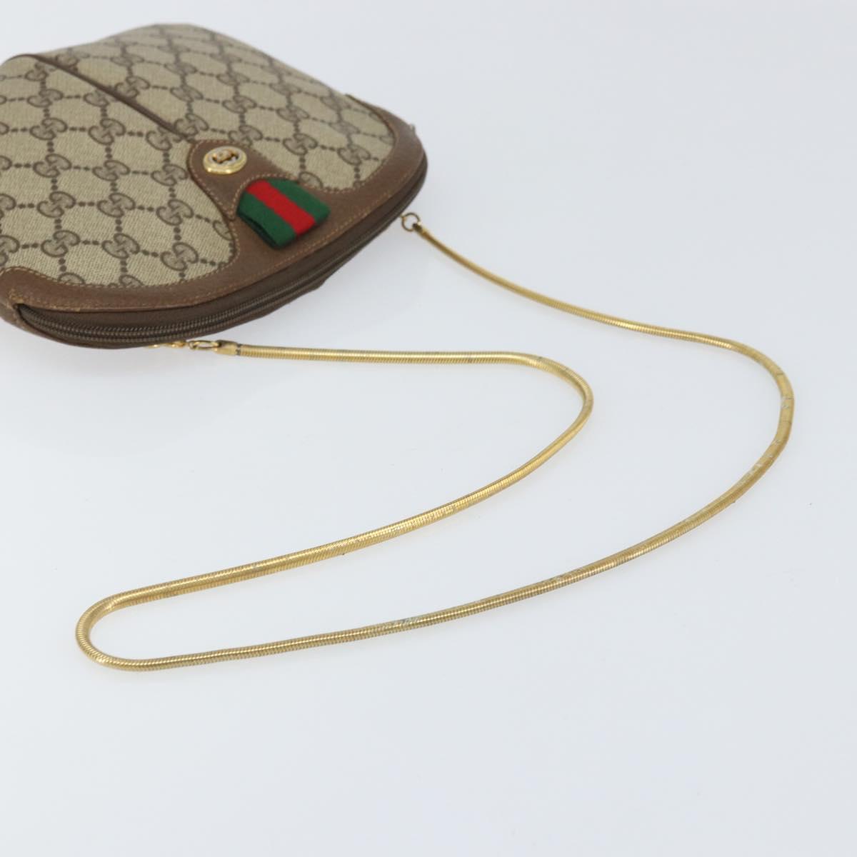 GUCCI GG Supreme Web Sherry Line Bag PVC Beige Gold 904 02 047 Auth hk3361