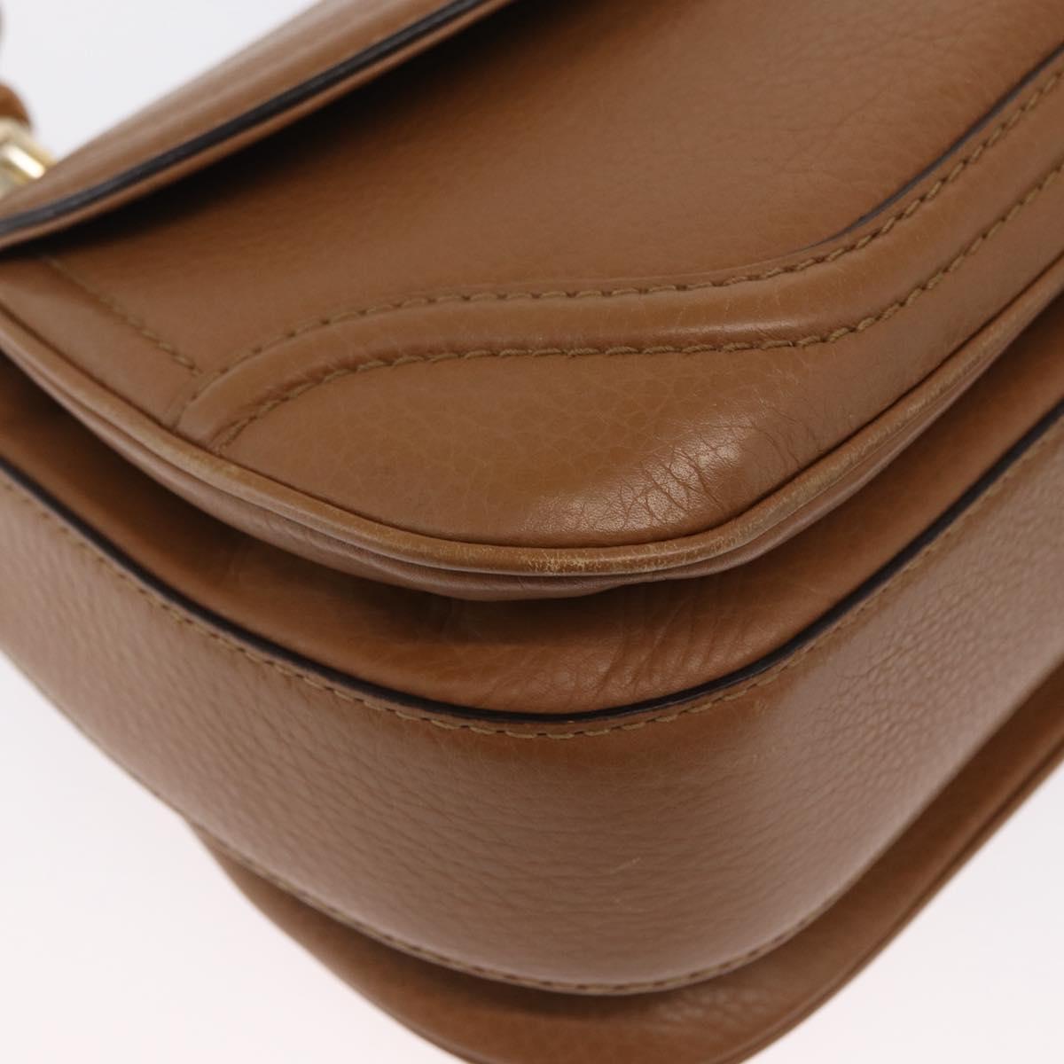 GUCCI New Bamboo Tote Bag Leather 2way Brown Gold 254884 Auth hk3362V