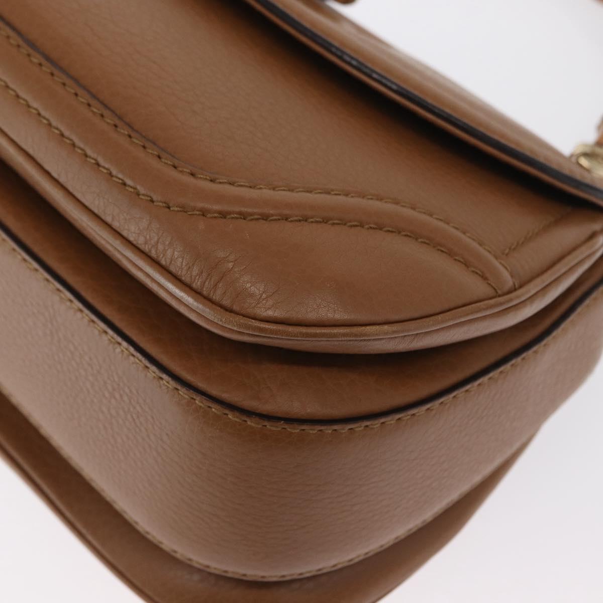 GUCCI New Bamboo Tote Bag Leather 2way Brown Gold 254884 Auth hk3362V
