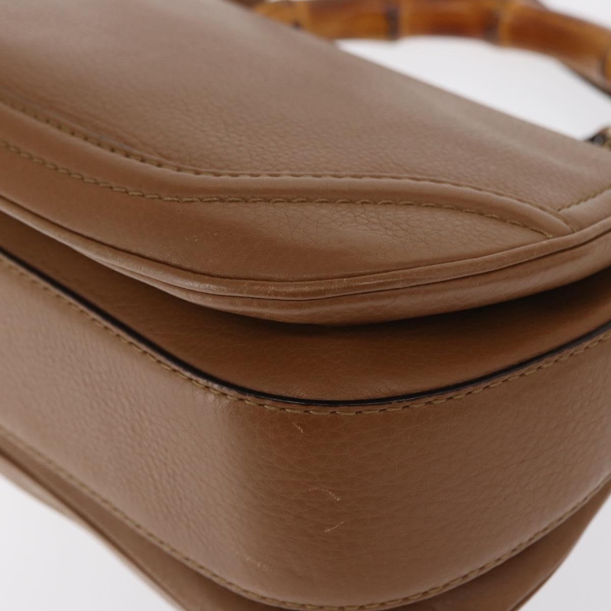 GUCCI New Bamboo Tote Bag Leather 2way Brown Gold 254884 Auth hk3362V