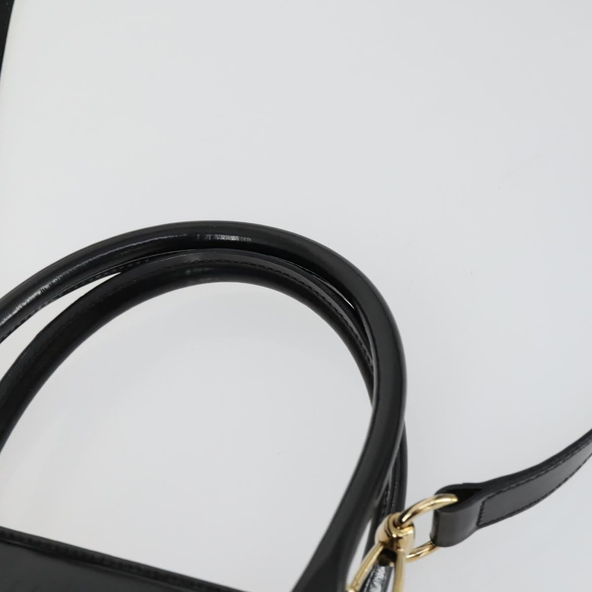 GUCCI Hand Bag Patent leather 2way Black Gold 000 1118 0503 Auth hk3363
