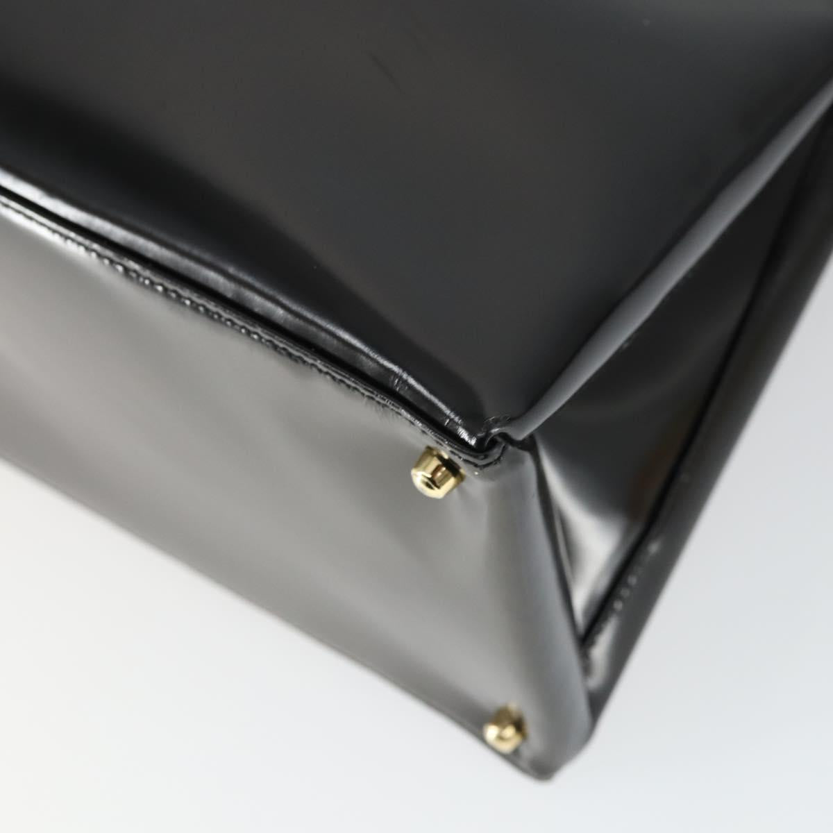 GUCCI Hand Bag Patent leather 2way Black Gold 000 1118 0503 Auth hk3363