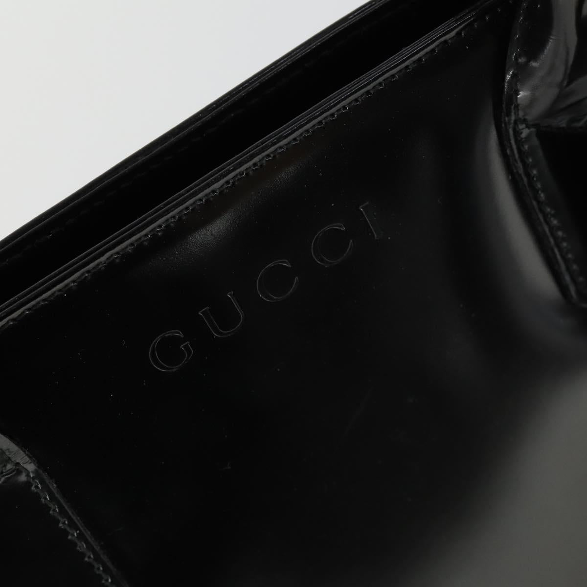 GUCCI Hand Bag Patent leather 2way Black Gold 000 1118 0503 Auth hk3363
