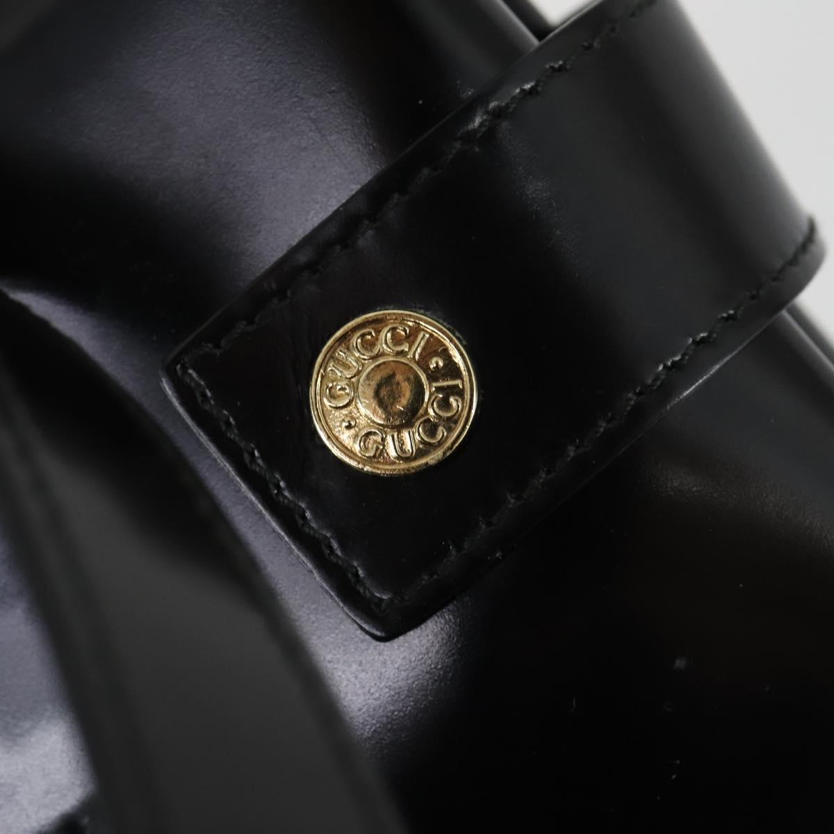 GUCCI Hand Bag Patent leather 2way Black Gold 000 1118 0503 Auth hk3363