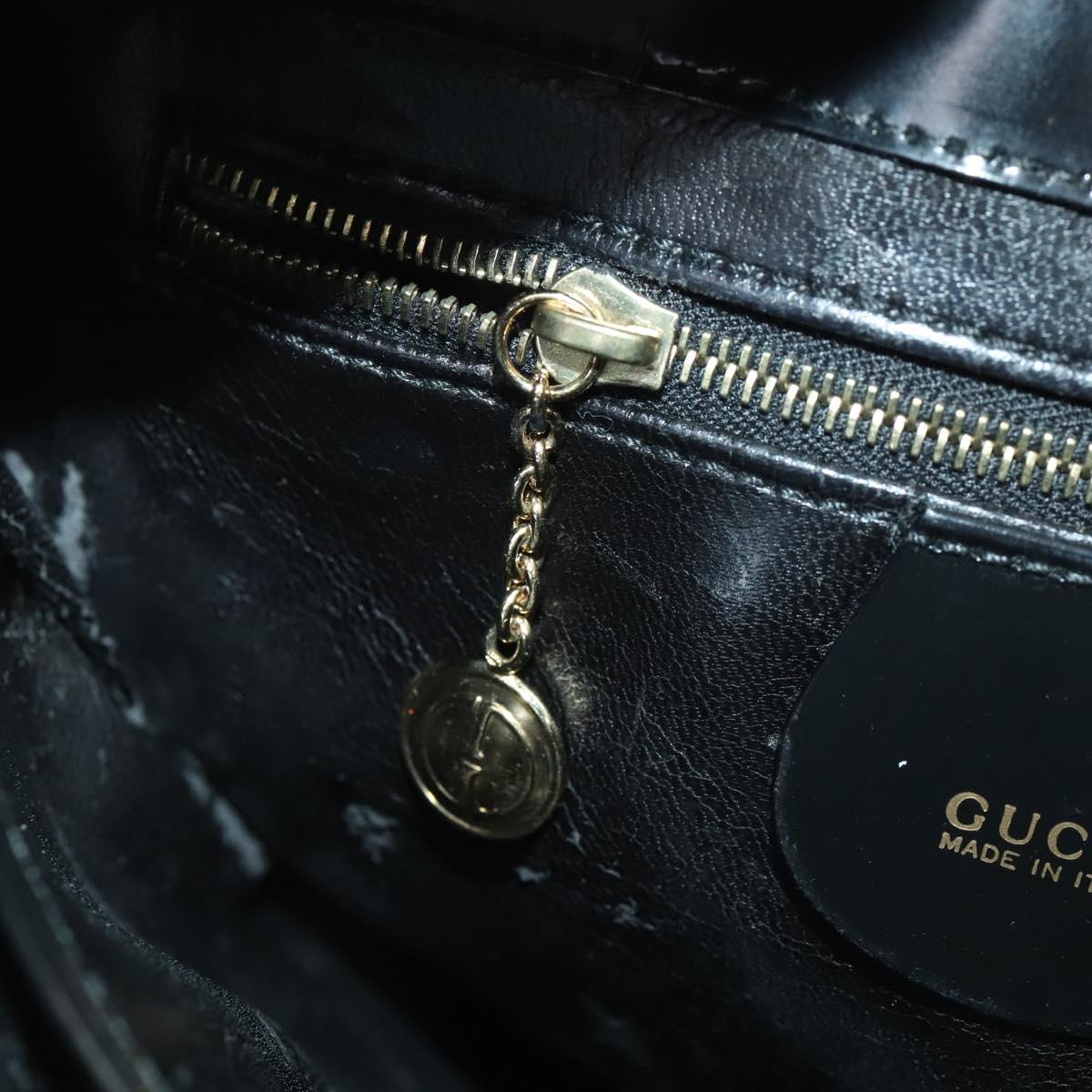 GUCCI Hand Bag Patent leather 2way Black Gold 000 1118 0503 Auth hk3363