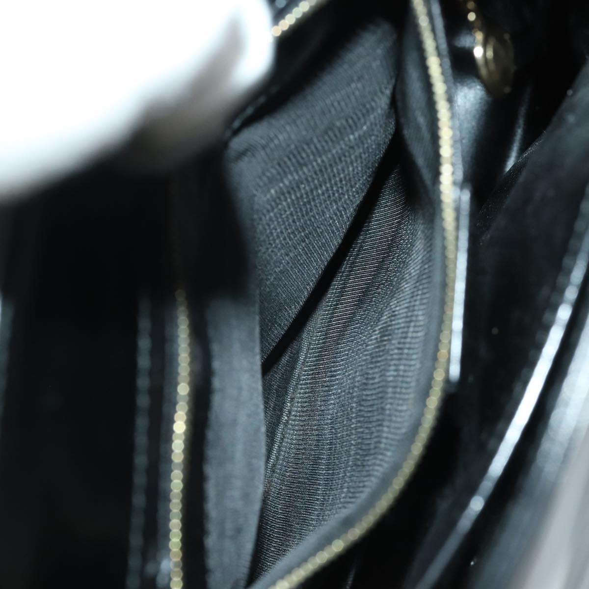GUCCI Hand Bag Patent leather 2way Black Gold 000 1118 0503 Auth hk3363