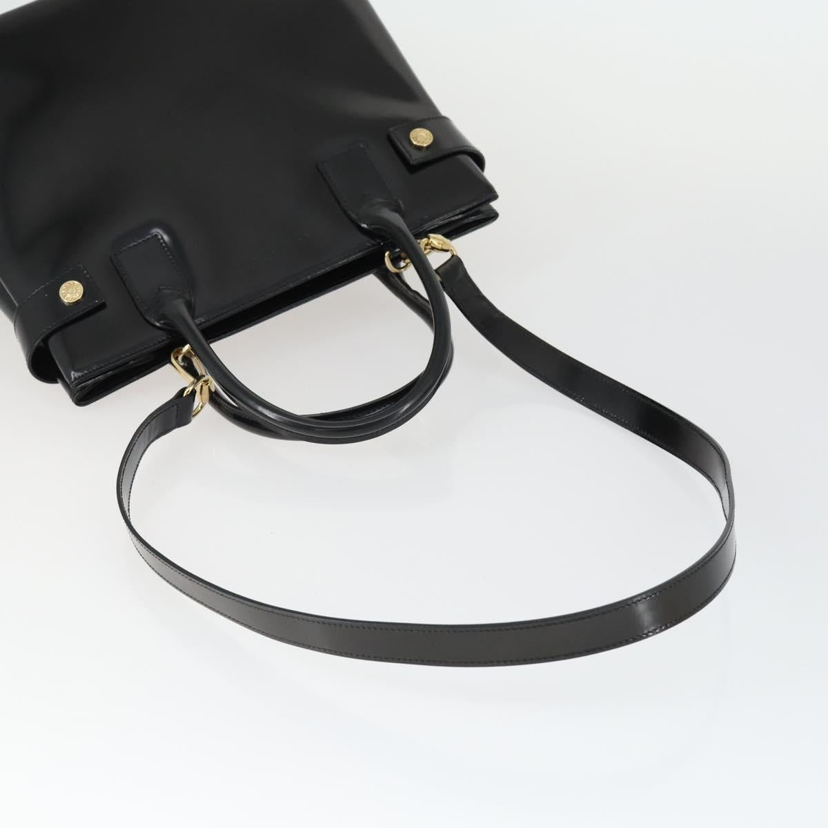 GUCCI Hand Bag Patent leather 2way Black Gold 000 1118 0503 Auth hk3363