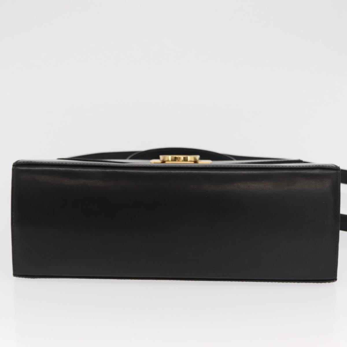 Salvatore Ferragamo Gancini Hand Bag Leather 2way Black Gold Auth hk3364