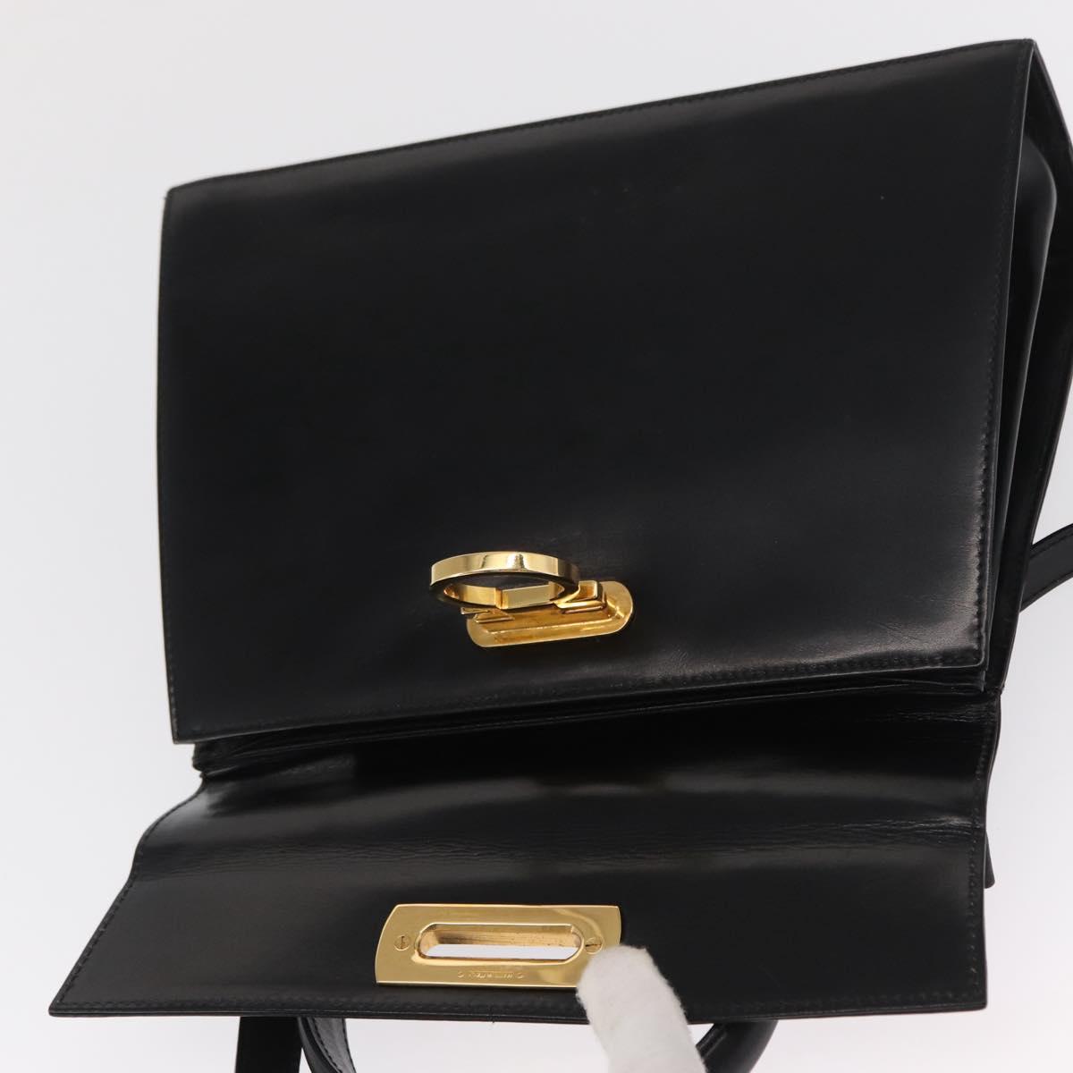 Salvatore Ferragamo Gancini Hand Bag Leather 2way Black Gold Auth hk3364