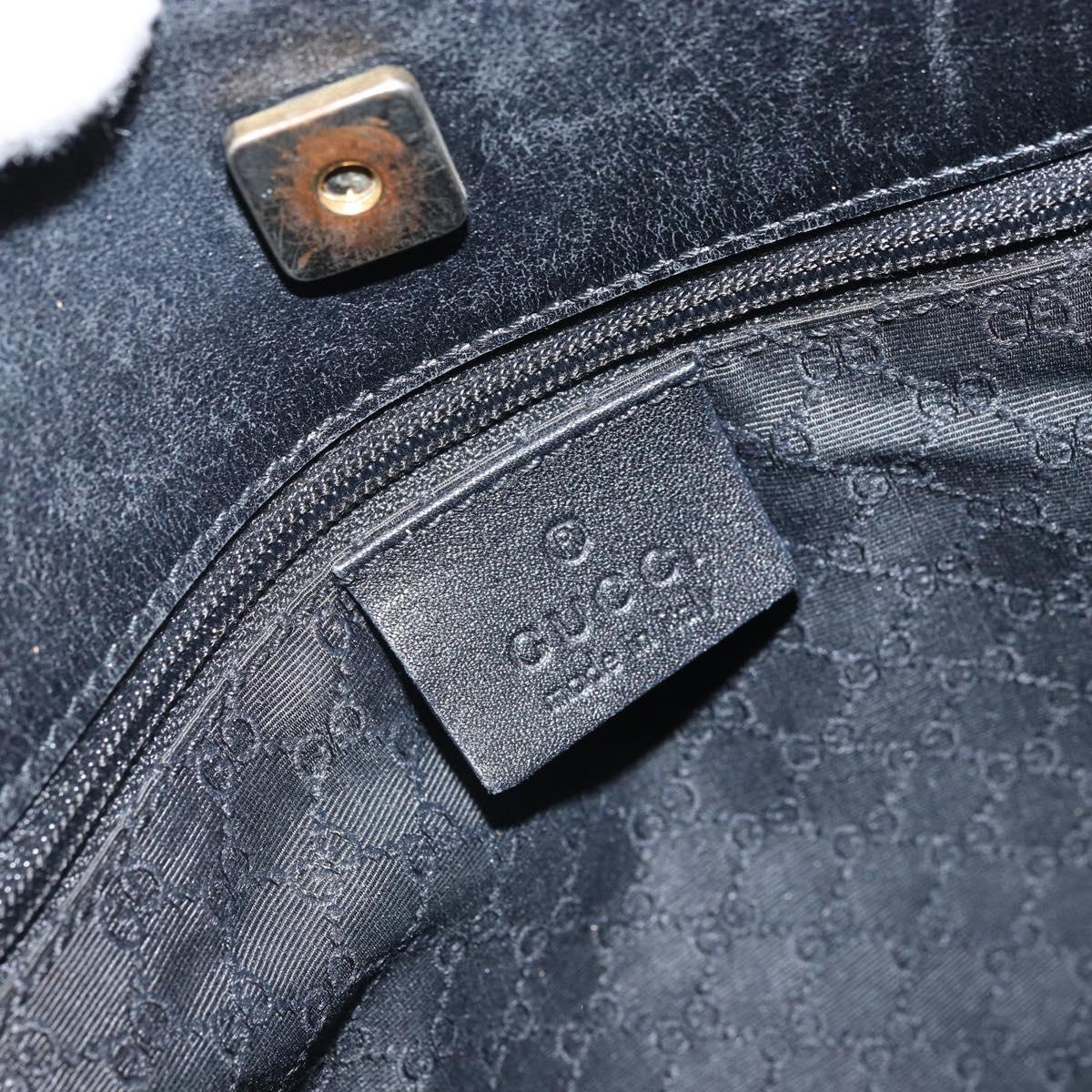 GUCCI Sherry Line Shoulder Bag Canvas Black Gold 90656 Auth hk3366