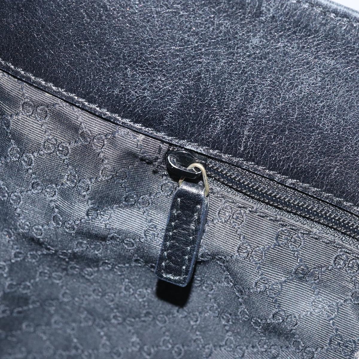 GUCCI Sherry Line Shoulder Bag Canvas Black Gold 90656 Auth hk3366