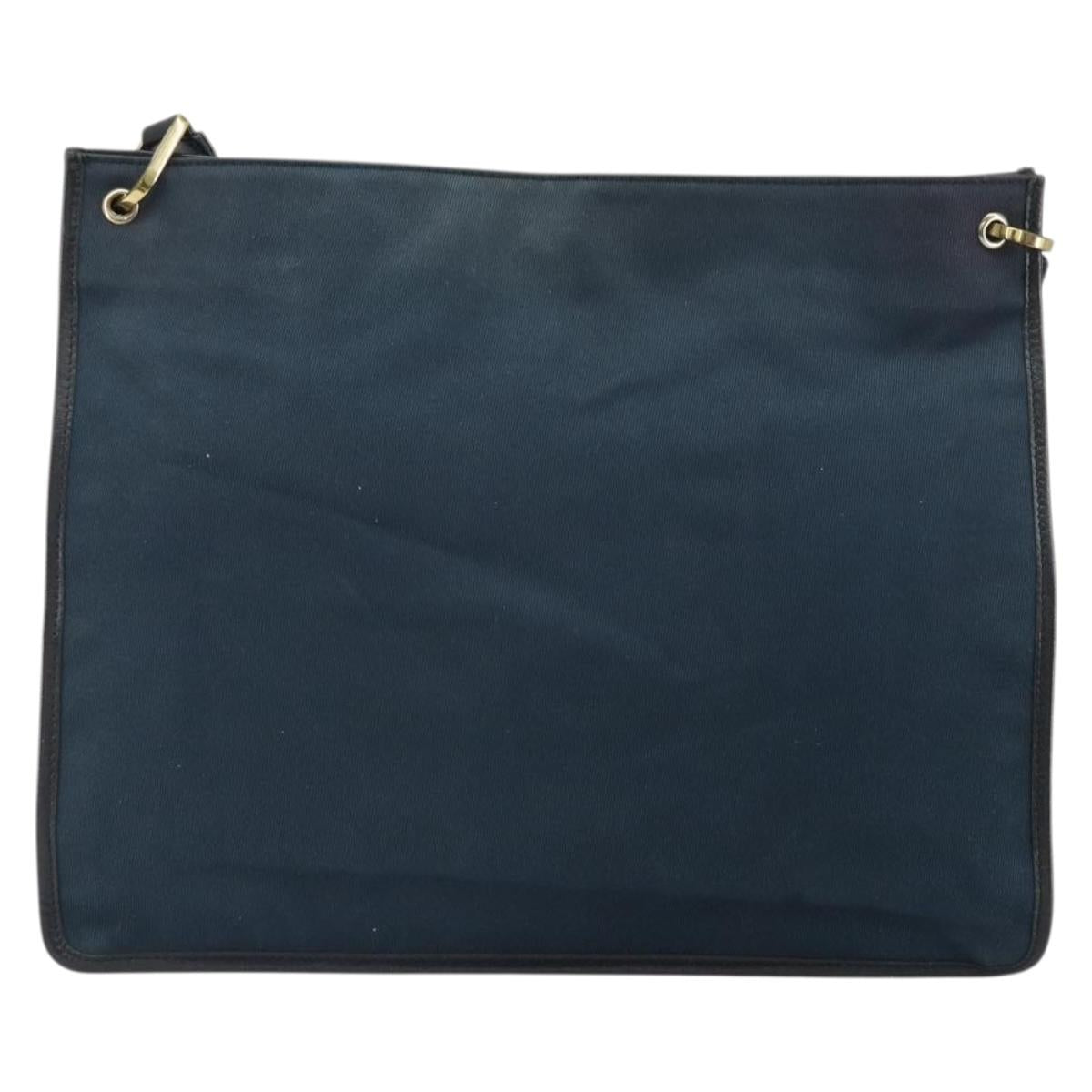 GUCCI Sherry Line Shoulder Bag Canvas Black Gold 90656 Auth hk3366